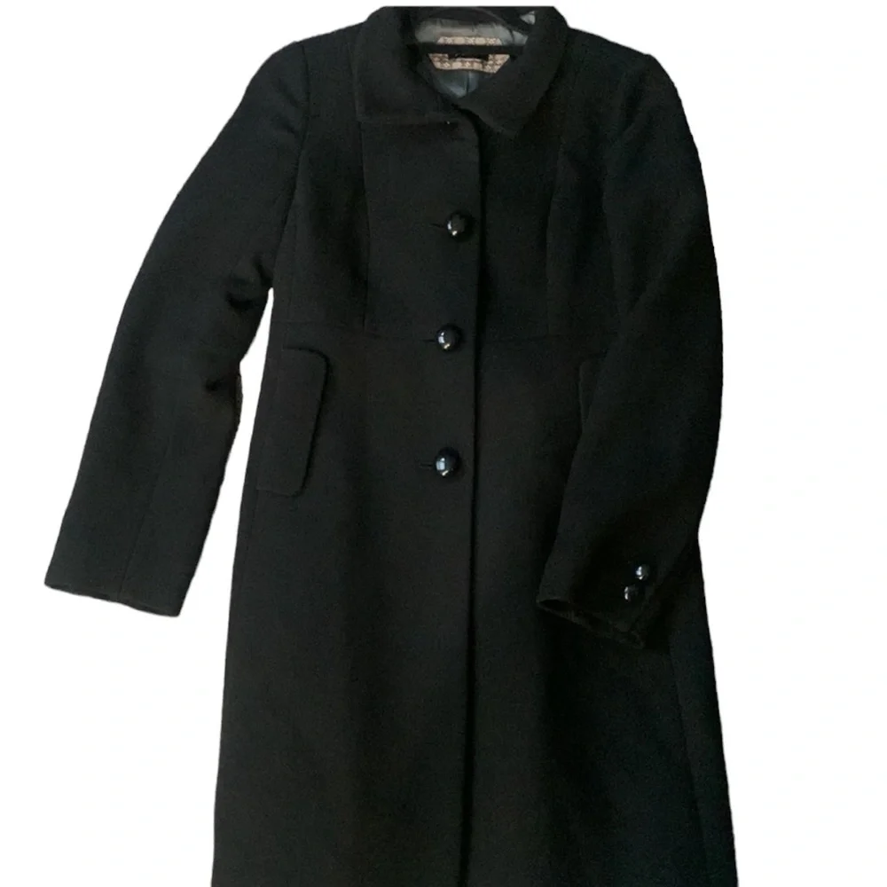 J crew black coat size Small classic, outerwear log money